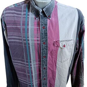 Vintage Men's Western Shirt Large Wrangler Button Down X-Long Tails 16.5-36 90's